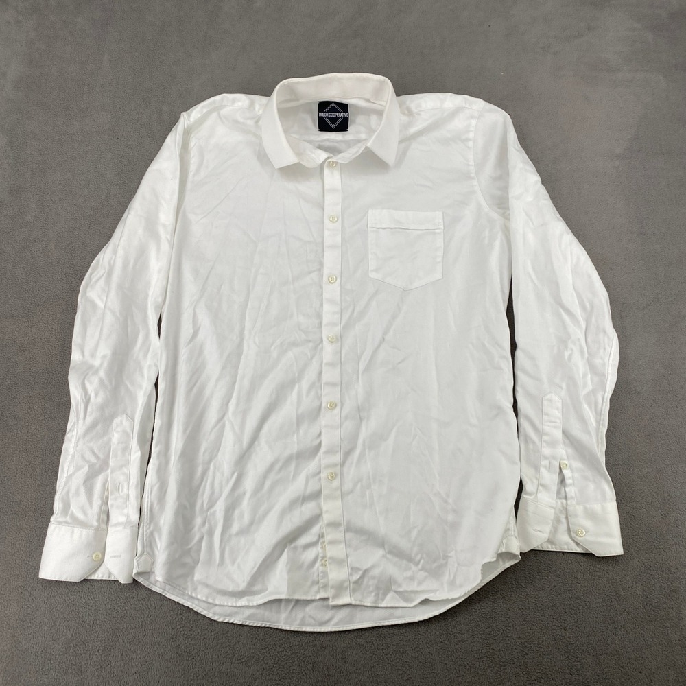 Tailor Cooperative Mens White Herringbone Cotton Button Down Shirt SAM068A
